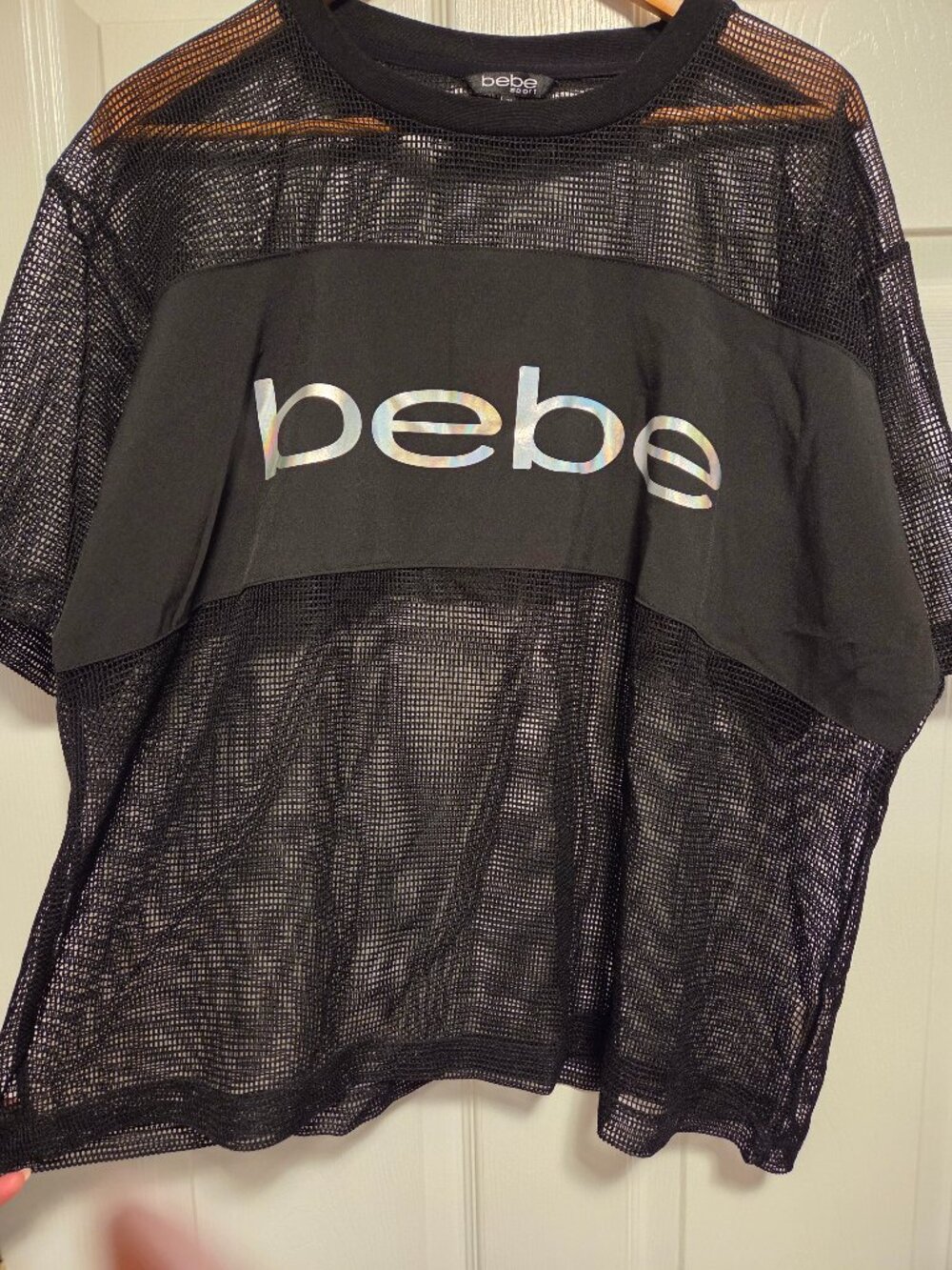 Bebe Sport Football Mesh Jersey Athletic Tee Top Size XL